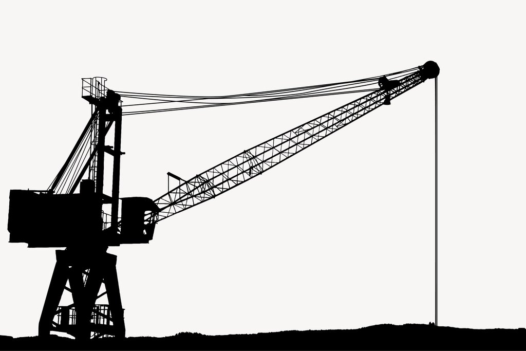 Construction site silhouette background, industrial